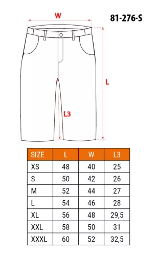 NEO TOOLS Rövid munkásnadrág övvel, PREMIUM, 62% pamut, 35% polyester, 3% elastane, S 81-276-S