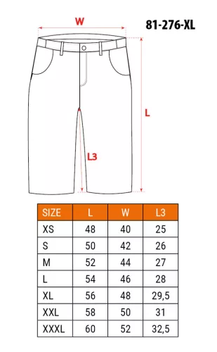 NEO TOOLS Rövid munkásnadrág, övvel, PREMIUM, 62% pamut, 35% polyester, 3% elastane, XL 81-276-XL