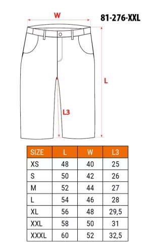 NEO TOOLS Rövid munkásnadrág, övvel, PREMIUM, 62% pamut, 35% polyester, 3% elastane, XXL 81-276-XXL