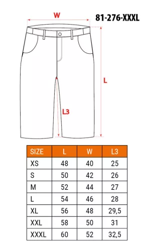 NEO TOOLS Rövid munkásnadrág, övvel, PREMIUM, 62% pamut, 35% polyester, 3% elastane, XXXL 81-276-XXXL