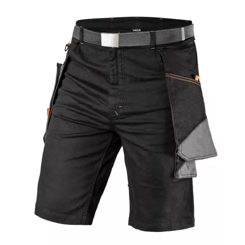 NEO TOOLS Karcsúsított(slim fit) Rövid munkásnadrág, 60% pamut, 37% polyester, 3% elastane, 285 g/m2, övvel, S 81-278-S