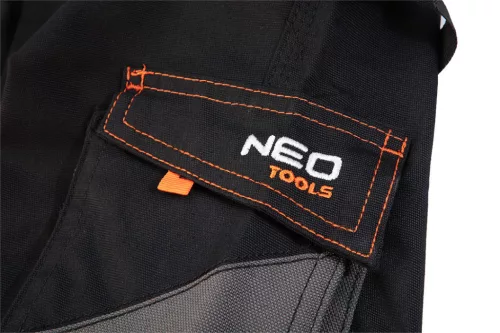 NEO TOOLS Karcsúsított(slim fit) Rövid munkásnadrág, 60% pamut, 37% polyester, 3% elastane, 285 g/m2, övvel, S 81-278-S