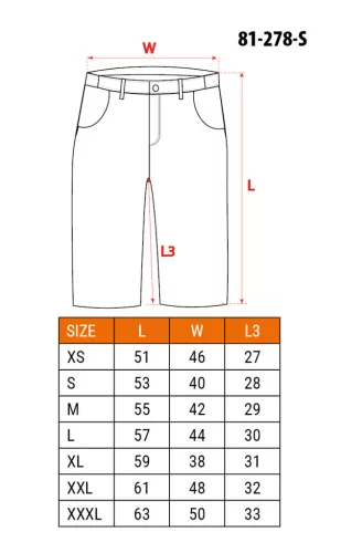 NEO TOOLS Karcsúsított(slim fit) Rövid munkásnadrág, 60% pamut, 37% polyester, 3% elastane, 285 g/m2, övvel, S 81-278-S