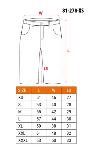 NEO TOOLS Karcsúsított(slim fit) Rövid munkásnadrág, 60% pamut, 37% polyester, 3% elastane, 285 g/m2, övvel, XS 81-278-XS