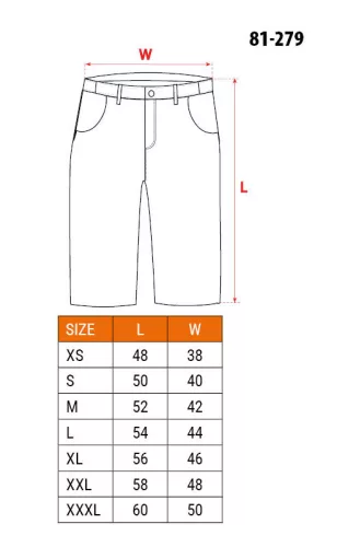NEO TOOLS Farmer Rövid munkásnadrág, DENIM, cipzáros oldalzsebekkel, 98% pamut, 410g/m2, XXL 81-279-XXL