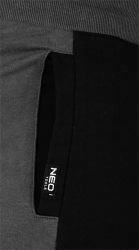 NEO TOOLS Melegítő nadrág COMFORT, fekete-szürke, 57%pamut 39% poliészter, L 81-283-L