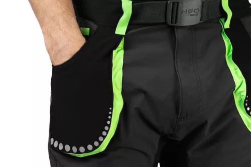 NEO TOOLS Munkásnadrág, PREMIUM, 4 irányban önbeálló anyag, fekete-zöld, XXL 81-290-XXL
