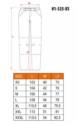NEO TOOLS Munkásnadrág, 100% pamut, XS 81-325-XS