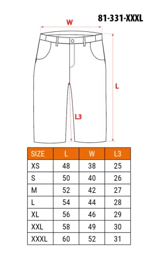 NEO TOOLS Rövid munkásnadrág, 100% pamut, XXXL 81-331-XXXL