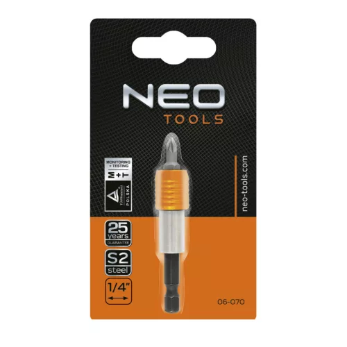 NEO TOOLS TOLDÓSZÁR BEHAJTÓSZÁR Csavarhúzó bitekhez 65MM 25 év garanciával 06-070