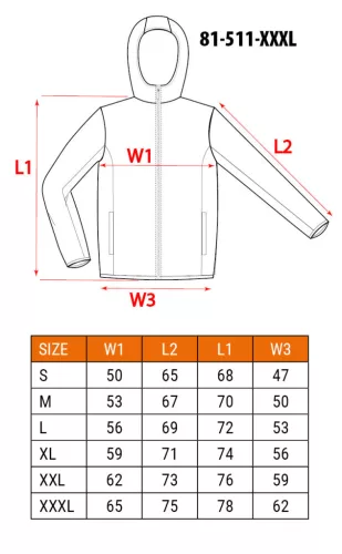 NEO TOOLS Munkavédelmi kabát, kapucnival PREMIUM, kétrétegű, 67% pamut + 33% poliészter, XXXL 81-511-XXXL