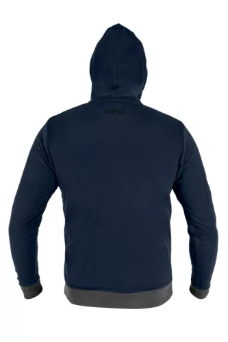 NEO TOOLS Munkavédelmi pulóver kapucnival COMFORT, sötétkék, 60% poliészter 40% műselyem, M 81-513-M