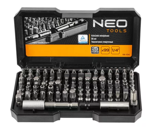NEO TOOLS Csavarhúzó bitkészlet 100db 25 év garanciával 06-104