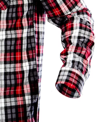 NEO TOOLS Flanel munkaing, piros-fekete-fehér, 100% pamut, S 81-540-S