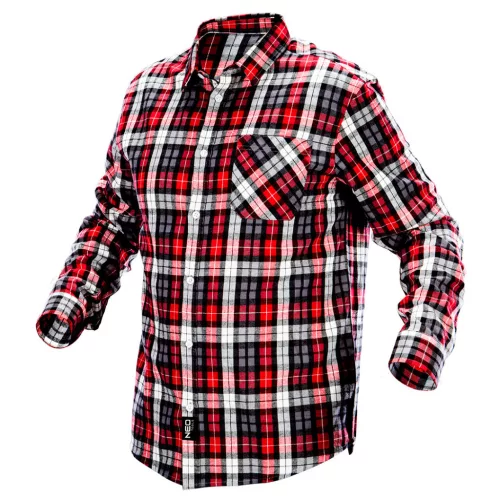 NEO TOOLS Flanel munkaing, piros-fekete-fehér, 100% pamut, XXL 81-540-XXL