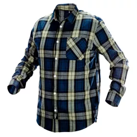   NEO TOOLS Flanel munkaing, kék-oliva-fekete, 100% pamut, S 81-541-S