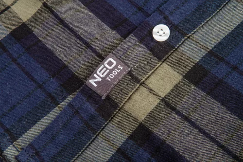 NEO TOOLS Flanel munkaing, kék-oliva-fekete, 100% pamut, S 81-541-S