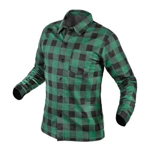 NEO TOOLS Flanel munkaing, zöld-fekete, 100% pamut, S 81-546-S