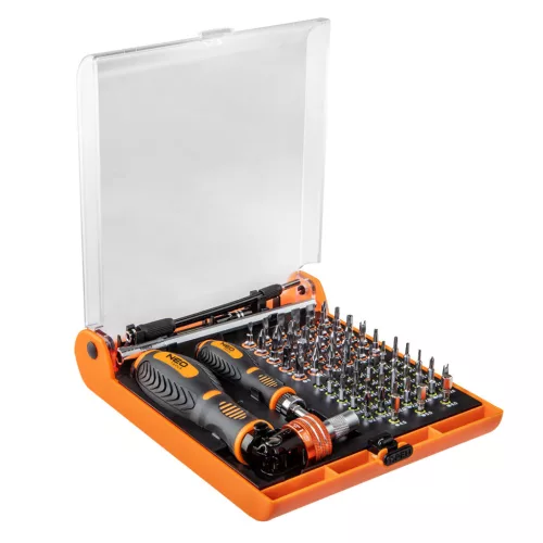 NEO TOOLS Csavarhúzó bitkészlet, hajtószárral 73db 06-115
