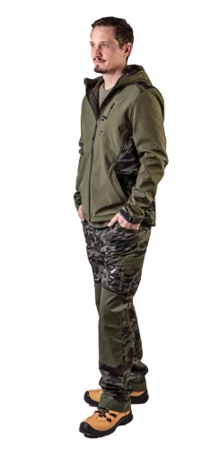 NEO TOOLS Terepmintás, softshell Munkavédelmi kabát, víz- és szélálló, kapucnis, CAMO, vízáll.:5000mm, légáter.:3000g/m2/24h, M 81-553-M