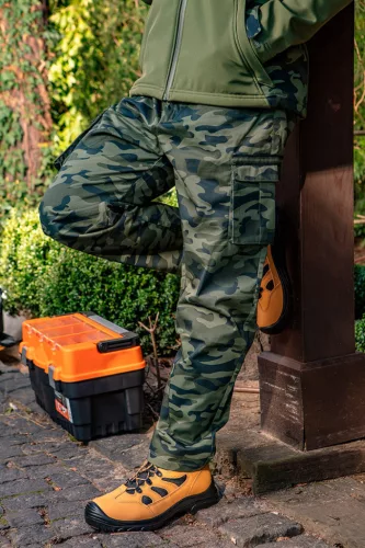 NEO TOOLS Terepmintás, softshell Munkavédelmi kabát, víz- és szélálló, kapucnis, CAMO, vízáll.:5000mm, légáter.:3000g/m2/24h, XL 81-553-XL