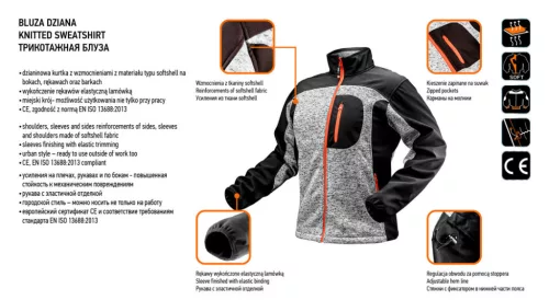 NEO TOOLS Munkavédelmi kabát, softshell betétekkel, L 81-555-L