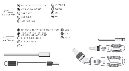 NEO TOOLS Csavarhúzó bitkészlet, hajtószárral 73db 06-115