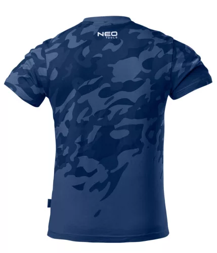 NEO TOOLS Munkavédelmi póló, CAMO Navy, tengerészkék, terepmintás, 100% pamut, S 81-603-S
