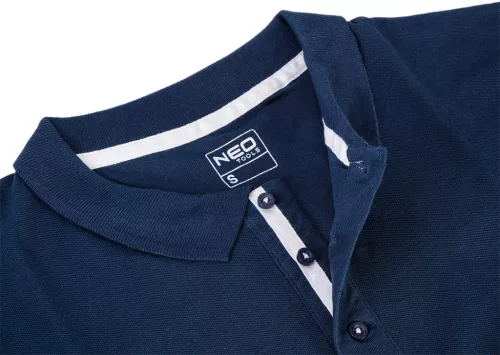 NEO TOOLS Munkavédelmi póló, galléros, kék, DENIM, 100% pamut, 200g/m2, XXL 81-606-XXL