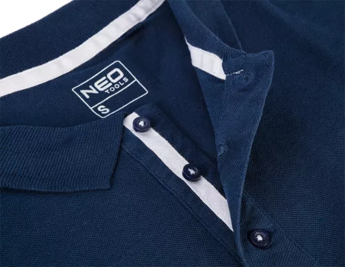 NEO TOOLS Munkavédelmi póló, galléros, kék, DENIM, 100% pamut, 200g/m2, XXXL 81-606-XXXL