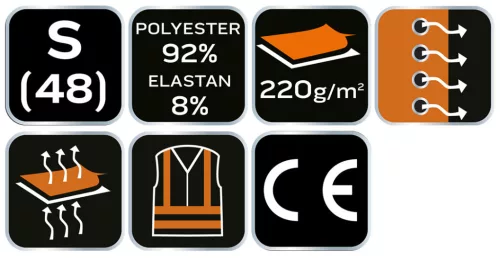 NEO TOOLS Munkavédelmi póló, Prémium, lélegző hálós panel, 92% Poliészter + 8% Spandex, 220 g/m2, S 81-614-S