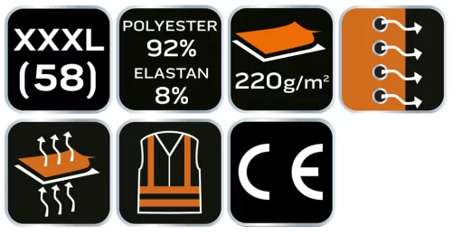 NEO TOOLS Munkavédelmi póló, Prémium, lélegző hálós panel, 92% Poliészter + 8% Spandex, 220 g/m2, XXXL 81-614-XXXL