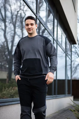 NEO TOOLS Munkavédelmi pulóver COMFORT, szürke-fekete, 57% pamut 39% poliészter, XXL 81-651-XXXL