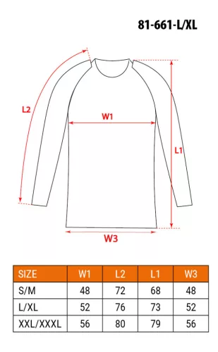 NEO TOOLS Thermo aláöltözet felső, hosszú ujjú, fekete, BASIC, L/XL 81-661-L/XL