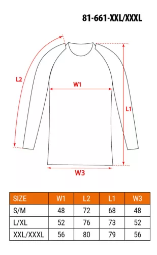 NEO TOOLS Thermo aláöltözet felső, hosszú ujjú, fekete, BASIC, XXL/XXXL 81-661-XXL/XXXL