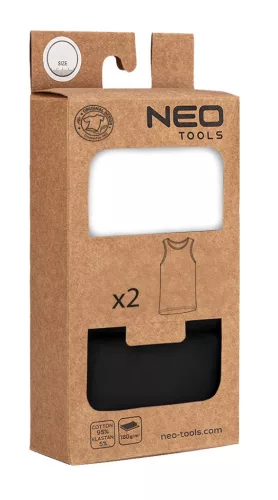 NEO TOOLS Munkavédelmi póló, fekete-fehér, ujjatlan, 95%pamut, 5%elasztán, 2db/cs, L 81-677-L