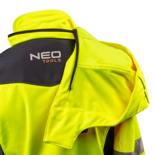 NEO TOOLS Láthatósági Softshell Munkavédelmi kabát, kapucnival, sárga, L 81-700-L