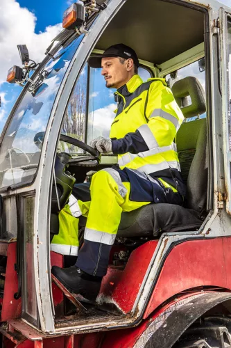 NEO TOOLS Láthatósági Softshell Munkavédelmi kabát, kapucnival, sárga, S 81-700-S