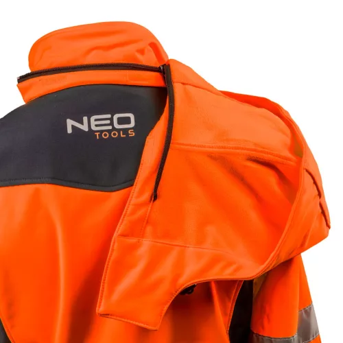 NEO TOOLS Láthatósági Softshell Munkavédelmi kabát, kapucnival, narancssárga, L 81-701-L