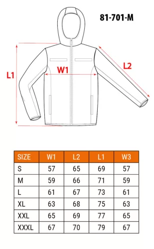 NEO TOOLS Láthatósági Softshell Munkavédelmi kabát, kapucnival, narancssárga, M 81-701-M