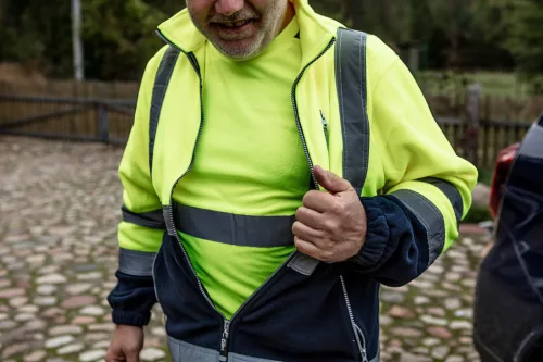 NEO TOOLS Láthatósági Munkavédelmi póló, sárga, sötét alsó résszel, L 81-730-L