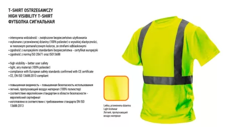NEO TOOLS Láthatósági Munkavédelmi póló, sárga, L 81-732-L