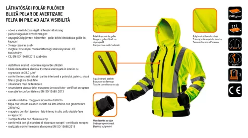 NEO TOOLS Láthatósági Munkavédelmi kabát, citromsárga, kapucnival, XXL 81-745-XXL