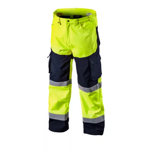 NEO TOOLS Láthatósági Softshell Munkásnadrág, citromsárga, L 81-750-L