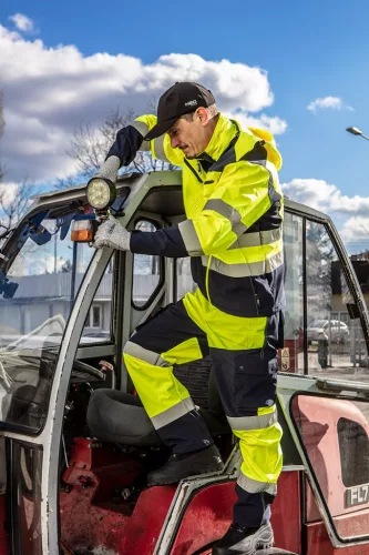 NEO TOOLS Láthatósági Softshell Munkásnadrág, citromsárga, M 81-750-M