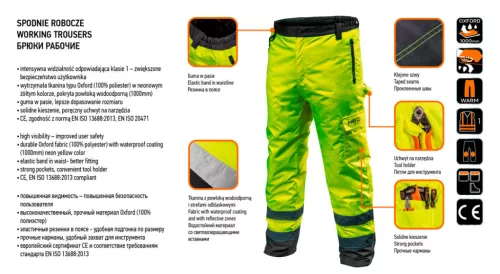 NEO TOOLS Láthatósági Softshell Munkásnadrág, citromsárga, XXXL 81-760-XXXL