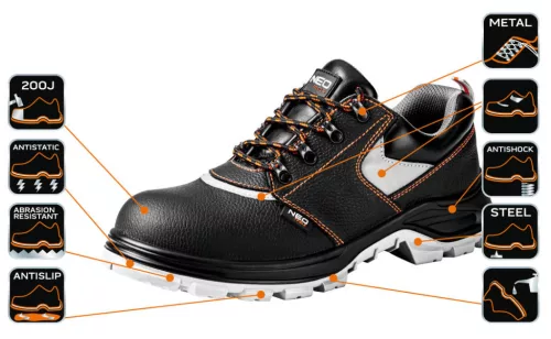 NEO TOOLS Munkavédelmi cipő, bőr, 47, CE, S1P SRA 82-018
