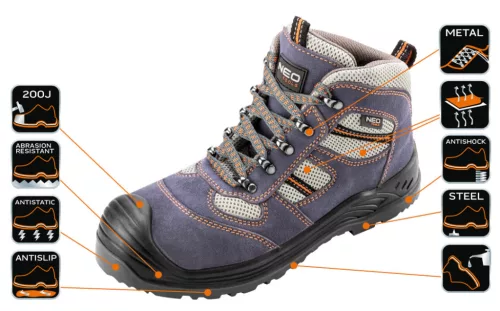 NEO TOOLS Munkavédelmi bakancs, velúrbőr, CE, 39, S1P SRA 82-040