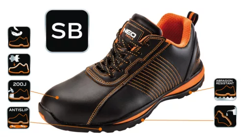 NEO TOOLS Munkavédelmi cipő SB, bőr, acélbetéttel, 42 82-103