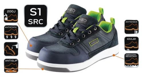 NEO TOOLS Munkavédelmi cipő, S1 SRC, fémmentes, kompozit lábujjvédő, 45 82-157-45